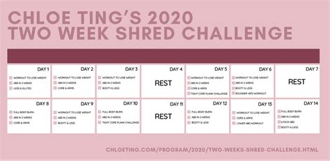 2020 2 weeks shred challenge